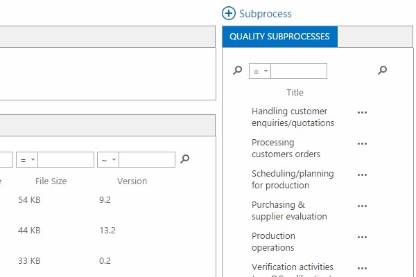 quality subprocesses