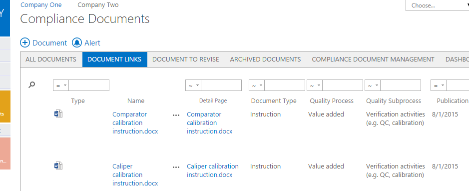 Compliance Documents - document links