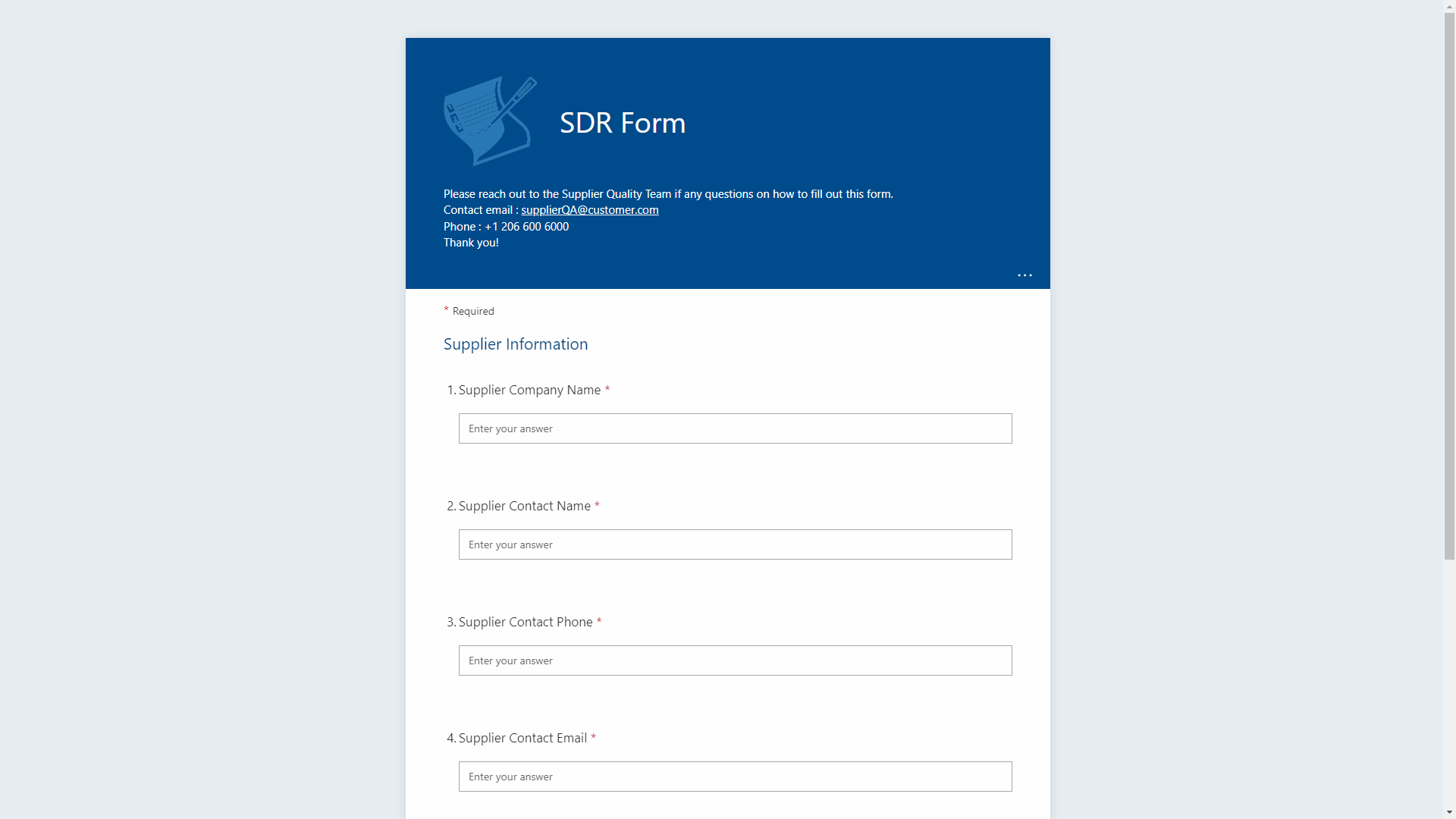 Supplier Deviation Request Form