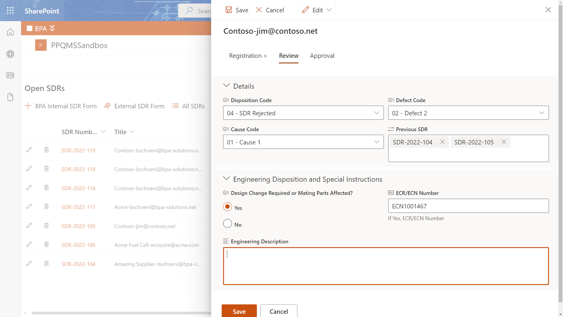 Supplier Deviation Request Review