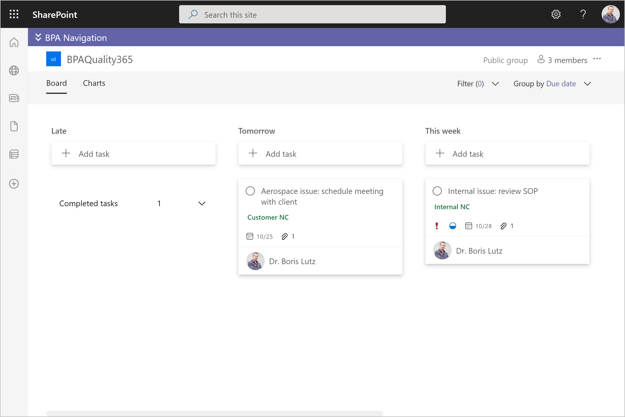 Task Board by Due Date