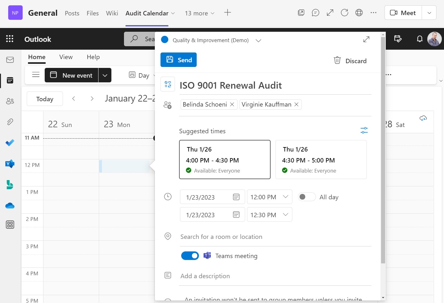 Plan audits in Microsoft Teams
