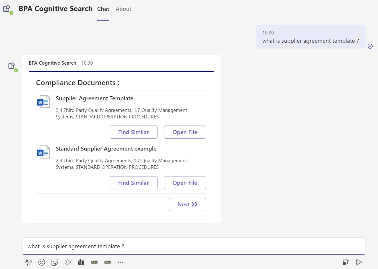 Document card in Teams