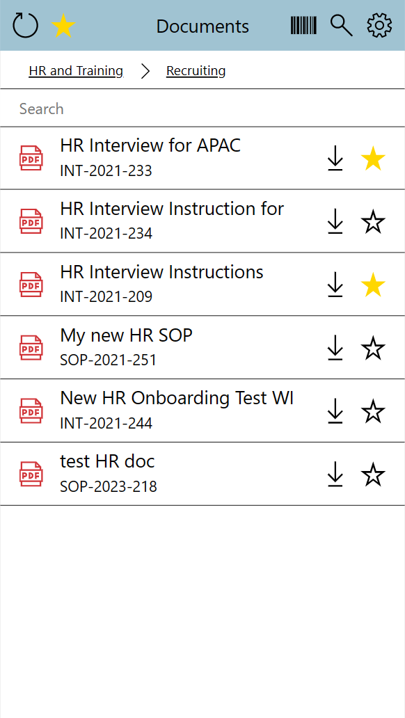 Favorites in Document Power Apps