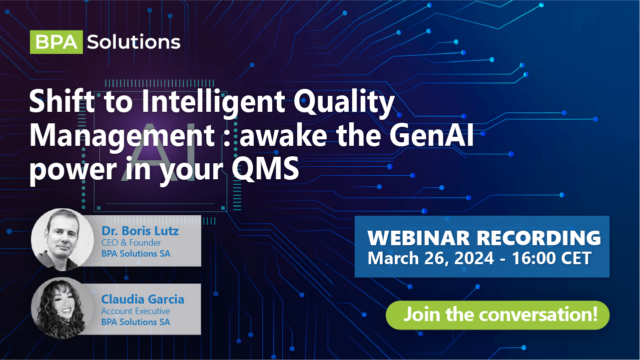 Webinar | Shift to Intelligent Quality Management: awake the GenAI power in your QMS