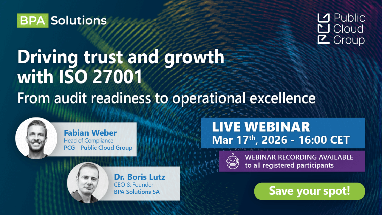 Webinar : drive trust & growth with ISO27001 | BPA eQMS on M365